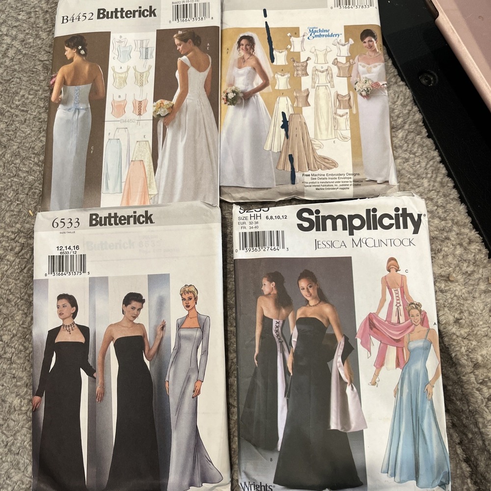 Butterick + Simplicity Wedding Dresses And Formal Patterns Lot Of 4